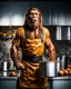 Placeholder: Hombre de Neandertal con traje de chef de cocina, fondo cocina, calidad ultra, hiperdetallado, colores contrastantes