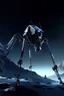 Placeholder: I want an image of a eight legged spiderlike mechanical walker mech scaling the side of mout everest at night, it has a smooth surface