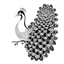 Placeholder: white, A peacock in a regal pose, focusing on its majestic feathers., coloring book, vector, white background, outline, with images neatly contained within the background, just black and white color, full body, no color.