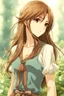 Placeholder: attractive anime woman with brown long hair