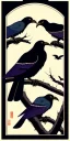 Placeholder:  a group of ravens that are on top of each other, a poster by Nōami, ukiyo-e, anime aesthetic, minimalist.