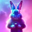 Placeholder: galaxies, spirals, space, nebulae, stars, smoke, iridescent, intricate detail, in the shape of a rabbit, fur wearing color diamonds, octane render, 8k, --q 2 --ar 2:3 --uplight