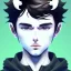 Placeholder: masterpiece - face - anime boy - black hair - portrait- white eyes - white horns on head - sharp eyes- handsome