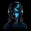 Placeholder: Girl headphones dark