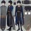 Placeholder: Character sheet, male, black hair, poor, cloth and leather clothes