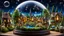 Placeholder: miniature detailed vintage small town in a glass sphere, surrounded by several other glass spheres, in each glass sphere a different city, village, or magical forest, wonderful garden, or fantasy figures, buildings in another transparent sphere, in the background the dim big cosmos with stars surrounds everything, beautifully shot, hyperrealistic, sharp focus, 64 megapixels, perfect composition, high contrast, cinematic, atmospheric, moody