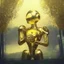 Placeholder: nature , a golden robot , a disco ball