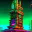 Placeholder: cyberpunk retro futuristic tower for comics