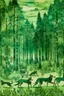 Placeholder: A green viny forest with wolves designed in ancient Egyptian hieroglyphics painted by Paul Cezanne