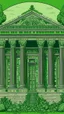 Placeholder: very detailed all Green Ancient Greek temple surrounded by leaves and ivy, medieval, gothic style, fine line draw style