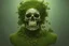 Placeholder: A beautiful oil painting hyperrealism of an intricately detailed human skull, green bulging eyes, rotten green skin, moss ivy beard, pot leaf afro hair, pot leaf dreadlocks hair, blue veins, skull bones flowers; 16k resolution, octane render, trending on artstation, by gediminas pranckevicius, volumetric light 2 blue fractal thunder glow by dan mumford, anaglyph effect, laurie lipton, Unreal Engine, VRay, hdr