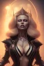 Placeholder: Pamela Anderson as evil queen in black leather, leather, busty, cleavage, angry, stern look. character design by cory loftis, fenghua zhong, ryohei hase, ismail inceoglu and ruan jia. unreal engine 5, artistic lighting, highly detailed, photorealistic, fantasy