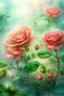 Placeholder: magic Watercolor, double Chinese rose bush, ultra-detailed, morning, rain, greenery, beautiful landscape, fog, many details, delicate sensuality, realistic, high quality, 3d, work of art, hyperdetalization, filigree, foggy haze background, hyperrealism, professional, transparent, delicate pastel tones, back lighting, contrast, fantastic, unreal, translucent, glowing, clear lines, epic fabulous, fabulous landscape, hyperrealism