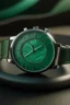 Placeholder: Generate a realistic image of an aventurine dial watch worn by someone exploring a new destination. Showcase the watch in a travel context with realistic backgrounds and lighting. Capture the sense of stability and reliability as the watch accompanies the wearer on their journey.