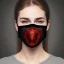 Placeholder: Mystery red meat pattern mask, dramatique, art background, dramatic lighting, volumetric lighting, hyperrealisme, 8k, high quality, lot of details, fit within portrait