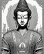 Placeholder: comic book line art, black and white, buddha, pencil and ink manga drawing, clean ink detailed line drawing