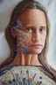 Placeholder: Hand sewn and embroidered Alicia Vikander, threads, sewing needles