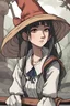 Placeholder: A kuudere mage girl looking bored wearing a large-brimmed bowlerhat