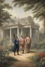 Placeholder: Illustrate a grand plantation setting in the 1800s, with Isaac Franklin and John Armfield as wealthy slave owners. Highlight their opulent lifestyle and the beginning of their partnership.