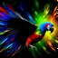 Placeholder: Flying colorful parrot takes me to my dream land, fractal recrusive whimsical stylized gothic realistic colorful dreamy scene