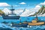 Placeholder: marine ecosystem Atlantic cod Iceland mountains three fishing ships cartoon