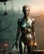 Placeholder: Ultra realistic photographic night portrait, cinematic, naked, blonde hair <sexy woman> <hanging wires> many wires coming out of the head <perfect pupil> <cyborg> <garage> <wide angle Shot> <sci-fi futuristic> <thriller>, fog, soft color, highly detailed, unreal engine 5, ray tracing, RTX, lumen lighting, ultra detail, volumetric lighting, high definition.