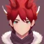 Placeholder: anime discord profile picture of man with short black hair with red streaks, with dragon horns on top of his head, looking mischievous