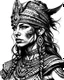 Placeholder: beautiful exotic female warrior caucasian black and white ink sployt