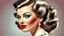 Placeholder: pin-up, bright makeup, 1945 babette hairstyle, clear lines, fine rendering, 3D