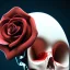 Placeholder: Cracked Skull and red rose,shallow depth of field, macro lens, unreal engine 5, ultra detailed,