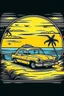 Placeholder: A ilustration of TAXI, beach, middle ground design, t-shirt design, no black ground, vector, 4k