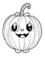 Placeholder: outline art for halloween coloring pages for kids with cartoon cute happy pumpkin , white background, Sketch style, full body, only use outline, clean line art, white background, no shadows and clear and well outlined, coloring page for kids, kawaii style