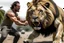 Placeholder: MAN FIGHTNG LION REAL LIFE PHOTO REASLISTIC