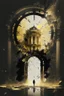 Placeholder: a time gate explodes, a palace, a person, black and gold colour