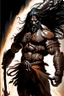 Placeholder: A towering and formidable figure emerged from Indian mythology displaying breathtaking bulges of rippling muscle his long flowing locks cascading like dark waterfalls down his broad back his fierce and menacing visage portraying a seething anger that seemed to smolder like embers within his soul wielding with effortless power a mighty and deadly axe his weapon of choice for rending enemies limb from limb, Fantasy art, Digital painting, Highly detailed, Sharp focus, Intricate, Dark lighting, Tren