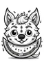 Placeholder: cute cartoon watermelon merged with wolf Fruitimal, line art, detailed, white and black, only use outline, no shadows, simple background, dark outlines, no color, coloring book, pixar style