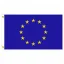 Placeholder: Drapeau union européenne brûlé sur un mat.