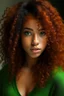 Placeholder: Mixed girl long curly reddish Orenge hair dark green eyes