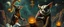 Placeholder: gremlin dog bison badger star ship captain in the style of Rembrandt and Escher and Goa Trance Poster