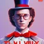 Placeholder: tom holland willy wonka, evil, red goggles, top hat, cowl