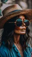 Placeholder: The body and soul of a beautiful woman with dark sunglasses and beach hat