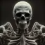 Placeholder: a skeleton warrior in hr giger style, blood floating from above down the skulls head, steam punk, realistic, made in octane, cinematic, ultra-realistic, extremely detailed octane rendering, 8K, VRAY Super Real ar 2:3, dof photorealistic futuristic 50mm lens hard lighting dark gray tintype photograph, realistic lighting, sepia color