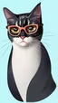 Placeholder: cartoon cat portrait with glasses