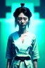 Placeholder: portrait, Asian woman samurai, yakuza tattoo :: symmetry photography, cyberpunk style :: latex dress, japanese traditional ornaments, red, white, black, led wires, glow eyes, cinematic, Ultra realistic, dark scene, soft color, highly detailed, unreal engine 5, RTX, ultra detail, 3d, finely drawn, high definition.