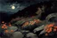 Placeholder: Landscape with night, mountains, flowers, rocks, winslow homer paintings