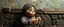 Placeholder: pin hole picture, miniatures on fake scene,master oil painting by Rembrandt, good afternoon disney bitch scary stone age matron malice, close up portrait of a stupid knitted doll trying to explain something weird,