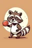 Placeholder: Cute raccoon playing volleyball