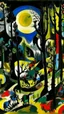 Placeholder: Black warped woodlands with dead trees and shadow monsters painted by Wassily Kandinsky