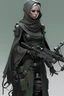 Placeholder: Hyper cyberpunk kebaya dress hijaber indonesia, weapon, realistic, full body