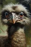 Placeholder: An oil painting of a very beautiful ostrich with wide eyes